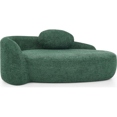 Divano Teddy in tessuto verde, design arrotondato, con cuscino, imbottitura in schiuma (1/5)