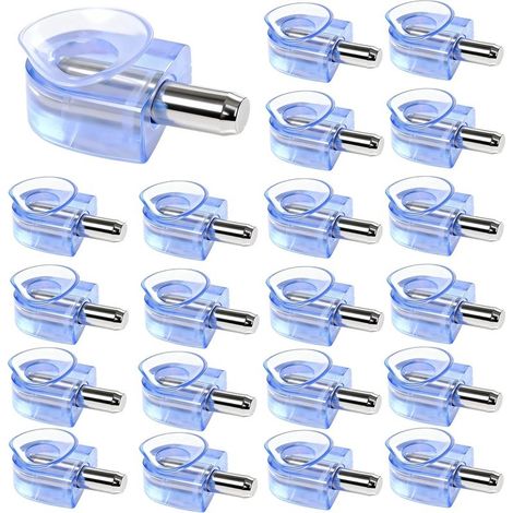 26 Pièces Support Etagere Support Etagere Verre avec Ventouse Fixation Étagère Armoire Rangement pour Meuble Placard Bibliothèque, Tige 5 mm (1/5)