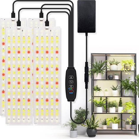 Lampe de croissance LED pour plantes, lampe d'appoint à spectre complet à quatre têtes, lampe pour semis de plantes vertes d'intérieur et de plantes succulentes, lampe pour plantes d'aquarium avec min (1/3)