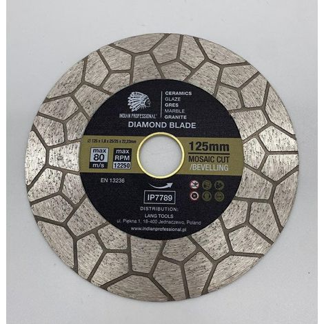 Disco de diamante de 125 mm x 2,0 mm x 22,2 mm para mosaicos, corte / profesional indio (1/2)