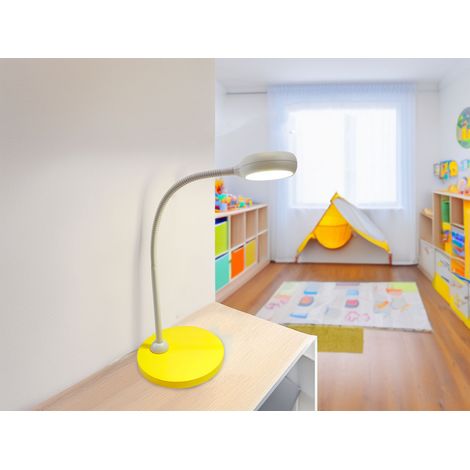 Kinder Schreibtischleuchte Sonnengelb-Grau Flexarm & LED-Leuchtmittel Höhe 43cm (1/4)