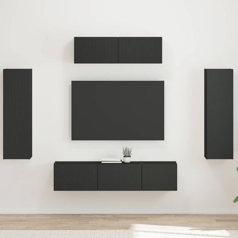 vidaXL Mueble de TV 5 pcs Negro (1/5)