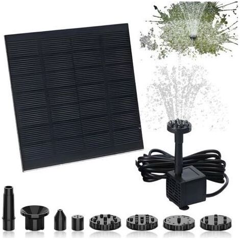 Fontaine Solaire Extérieur 1.5W, Solaire Flottant Extérieur 200 L/H, Flottante Pompe Bassin Solaire avec 6 Buses, Fontaine Pompe Bassin Solaire, Pompe à eau solaire pour Jardin/Étang (1/5)