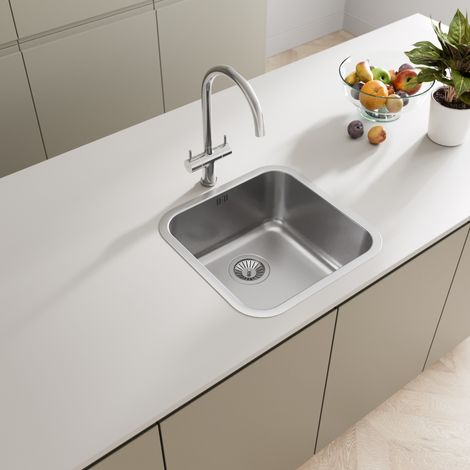 ArtiKitch Kitchen Sink Single Bowl Brushed Stainless Steel Undermount Square Waste (1/5)