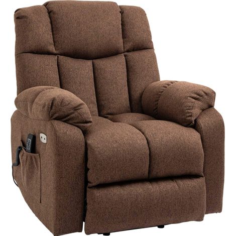 Poltrona reclinabile elettrica con alzata assistita marrone 58 W HOMCOM (1/5)