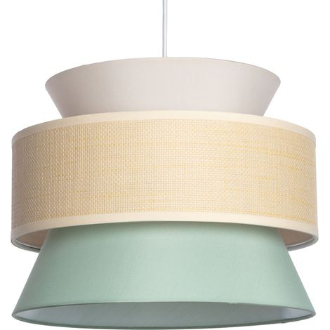 Ledkia – Suspension tissu Chulu vert – E27 – Design élégant pour ampoules LED – Adaptée pour espaces modernes – Finitions de qualité