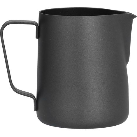 Pitcher à lait inox 350ml pour cappuccino, bec pointé idéal latte art, noir (1/5)