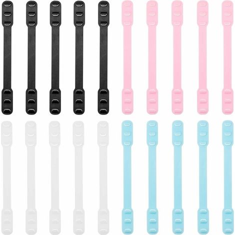 20 pièces porte-masque crochet de masque en silicone crochet d'oreille réglable sangles d'extension de masque 4 couleurs porte-masque contre les maux d'oreille, support de protège-dents (17,9 (1/5)
