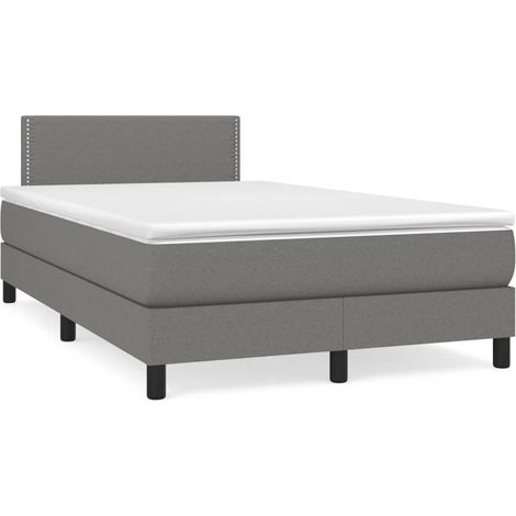 Boxspringbett mit Matratze Dunkelgrau 120x190 cm Stoff