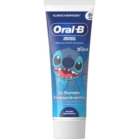 Oral-B Junior 6+ Jahre, Stitch Zahnpasta, milder Geschmack, entwickelt mit ZahnärztInnen, mit Stannous Fluorid, 75ml