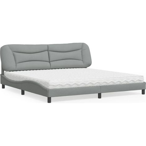 Bett mit Matratze "Hvar" Hellgrau 200x200 cm Stoff (1/5)