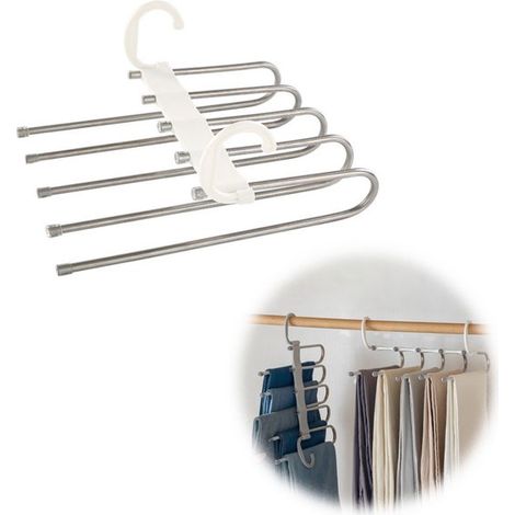 Appendiabiti - Organizzatori per armadio e appendiabiti antiscivolo in acciaio inossidabile per pantaloni (1/5)