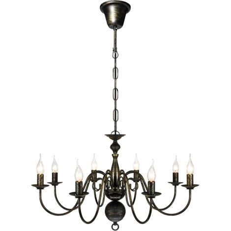 Elegante lampadario classico in metallo per soggiorno 80 x 45 cm finitura anticata stile residenziale in metallo nero anticato 020046251