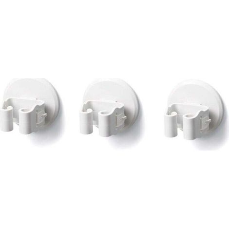 3-teiliger, selbstklebender Wandbesenhalter, Mopphalter, kein Bohren erforderlich, Besenclip, weiße Mopphalter, Besenhaken für Badezimmertür - Crezuo