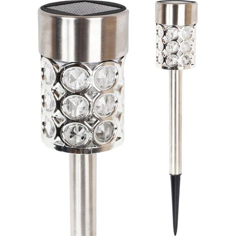 Lampada da giardino a LED solare multicolore argento, 37x6 cm, in acciaio inossidabile (1/5)