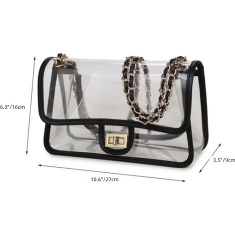 Sac à main portefeuille transparent en PVC avec bandoulière chaîne, multifonctionnel (1/5)
