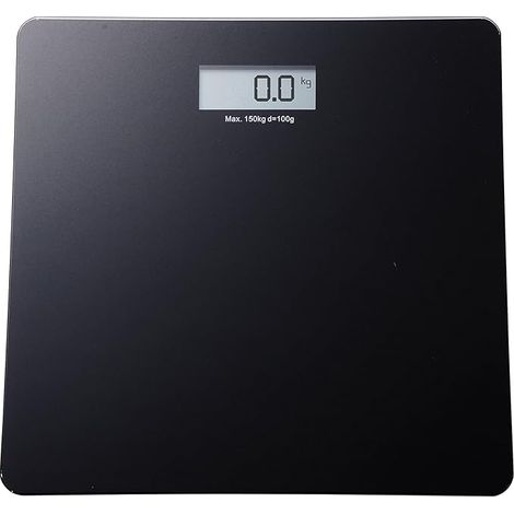 King Home BILANCIA PESAPERSONE con display LCD portata portata max 150KG base in vetro nera 30x30x1,7h cm (1/4)