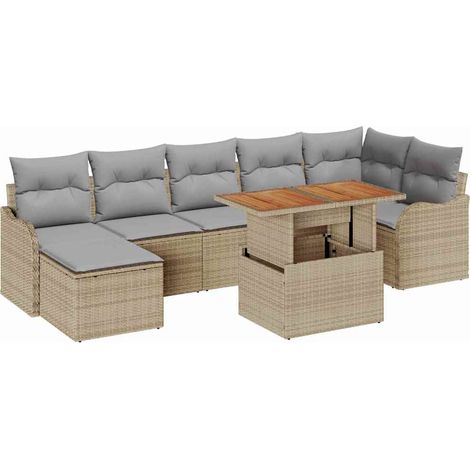 Garden Sofa Set with Cushion 8 pcs Beige and light grey vidaXL (1/5)