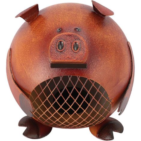 Tirelire animalière en forme de cochon mignon et décoratif, style vintage, en métal, pour chambre ou salon. (1/4)