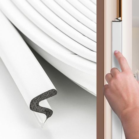 BUNTHAUS Bande d'étanchéité pour porte, 8 m, bande d'isolation phonique et thermique en forme de V, adaptée aux grands espaces, blanche. (1/5)