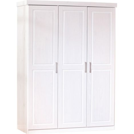Armoire 3 Portes Bois Massif "Angel" 190cm Blanc (1/5)
