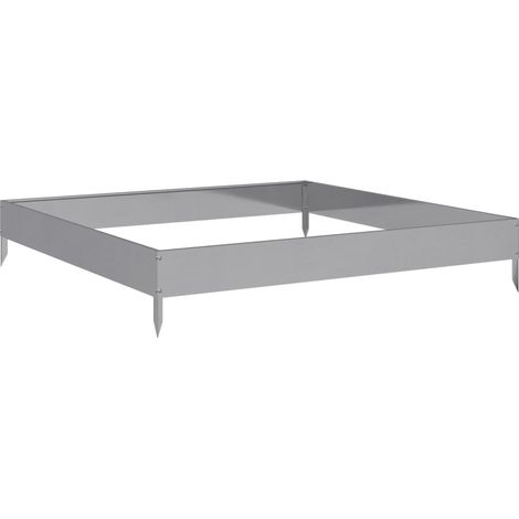 Vassoio per fioriera aiuola rialzata piante fiori terrazza giardino giardino 100 x 100 x 18,5 cm acciaio inossidabile Argento 020039260
