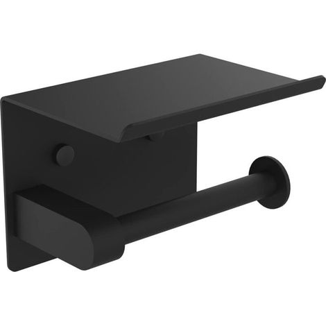 Toilet Paper Holder, Wall Mounted Toilet Paper Holder, 304 Stainless Steel Toilet Paper Roll Holder, Screw or 3M Adhesive Installation, Black (1/5)