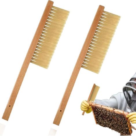 Brosse à Poils d'Abeille avec Manche en Bois pour Apiculture 2 Pièces Outil de Ruche Pratique (1/4)