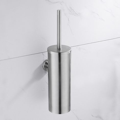 1PCS Brosse de Toilette avec Porte-balai WC Mural Inox Salle de Bains Toilettes (1/5)