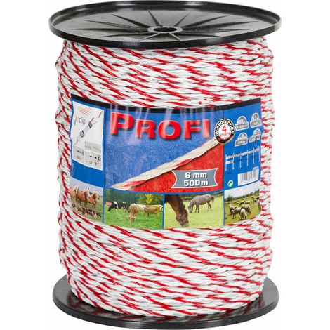 CORDELETTE PROFI 6MM 500M 6X0,30 TRIC BLANC/ROUGE KERBL COR59510