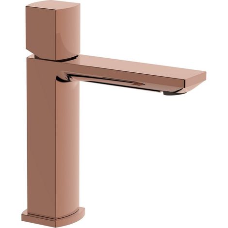 Miscelatore lavabo rame lucido con risparmio acqua e piletta click clack - serie Marte (1/2)