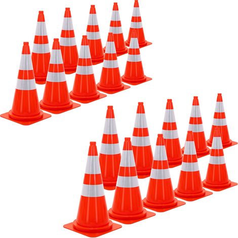 ECD Germany 20x Conos de Señalización 75 cm, Pilón de Tráfico Apliable Naranja con 2 Bandas Reflectantes y Muesca para el Dedo, Pieza Robusta para Advertencia de Seguridad, Emergencia, Entrenamiento (1/5)