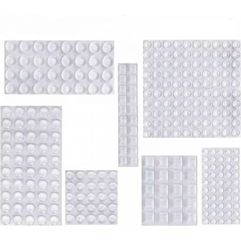 Patin Silicone, Anti-Bruit Butées Patins de Protection Caoutchouc Auto-Adhésif Tampon Transparent Pieds Antidérapant pour Porte Placard, Cuisine, Salle de Bain, Bureau 7 Tailles (1/4)
