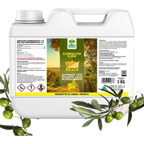 Cuprolivo Flow Rame + Zolfo Fungicida Bio Contro Oidio Mal Bianco Peronospora Ticchiolatura per Olivo Vite Agrumi x 5 Kg (1/5)