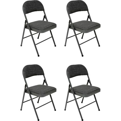 Lot de 4 Chaises Pliantes "Flexy" 79cm Gris (1/5)