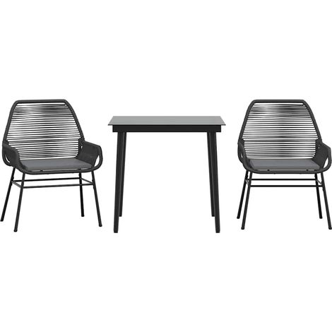 Maison Exclusive - Set da Pranzo da Giardino 3 pz con Cuscini Polyrattan Vetro (1/5)