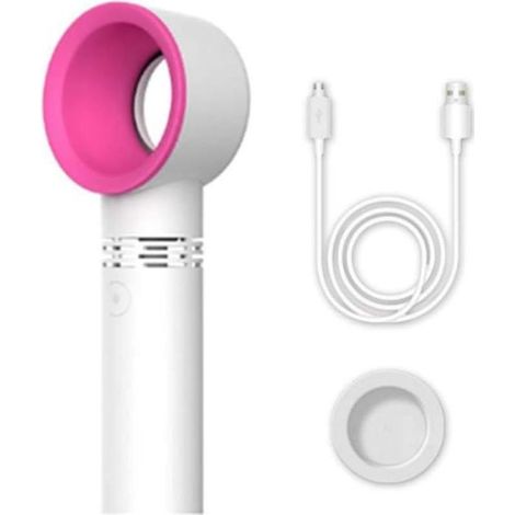Ventilatore portatile senza pale ricaricabile tramite USB, mini raffrescatore d'aria, con 3 velocità del vento e indicatore LED bicolore bianco e rosso. (1/4)
