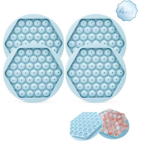 Bac À Glaçons - Plastique Blanc - Rond - Avec Couvercle - Réutilisable - Lot De 4 (1/4)