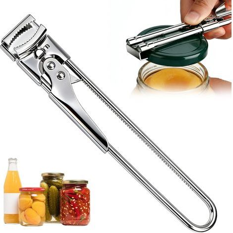 Adjustable Jar Opener,Stainless Steel Adjustable Jar Opener,Professional Stainless Steel Can Opener for Canning Lids for the Elderly,Arthritis Sufferers,Women (1/5)