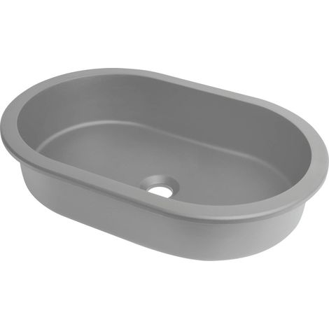 Lavabo in granito da incasso sottopasso ovale finitura grigio metallizzato 58,8x39 cm - Delia