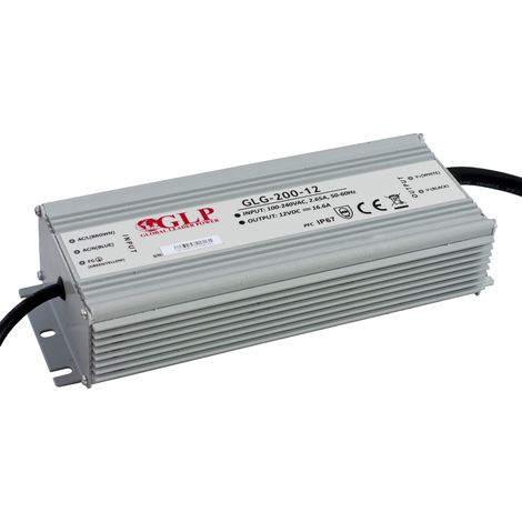 GLG-200-12: Fuente de alimentación conmutada GLP PFC 200W, IP65, 12V/16,7A