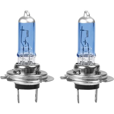 Ampoule iode H7 12V 55W bleutée, Ampoule type H7 12V 55W - Lot de 2 ampoules halogènes - Eclairage Krypton - Pour feux anti brouillards avant, de croisement et/ou route (1/5)