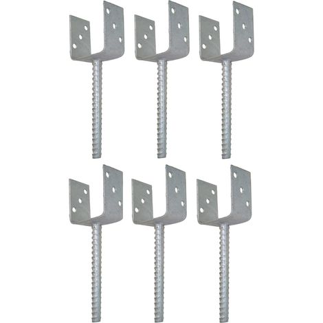 BURI 6x U Pfostenträger für Zaunpfosten 9x9cm zum Einbetonieren verzinkt Pfostenanker