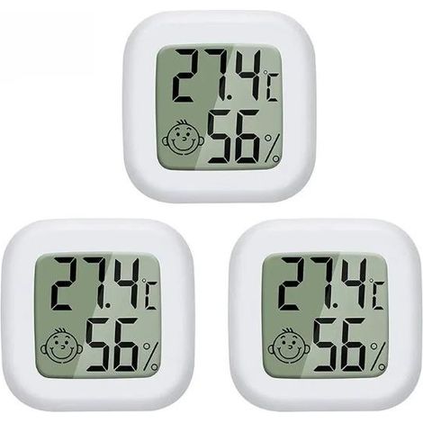 Mini LCD Thermomètre Hygromètre Interieur Numérique, Température Humidité de Haute Précision Portable -50 ℃ 70 ℃ 10% 99% RH (Blanc) 3 pièces sunflower (1/2)