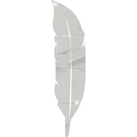 Stickers Muraux Miroir Plume – Acrylique, Amovibles – Déco DIY Entrée, Chambre, SDB, Salon – 73 x 18 cm (1/5)