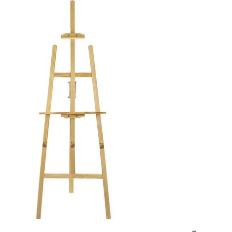 Cavalletto in legno - DAYPLUS - 175 cm - Treppiede in pino massiccio - Altezza e angolo regolabili - Pieghevole (1/5)