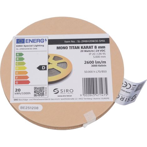 SIRO LED-Band SL-TITAN KARAT 8mm 20W/m 3000K, 24 V/DC, Rolle 5 m (1/5)