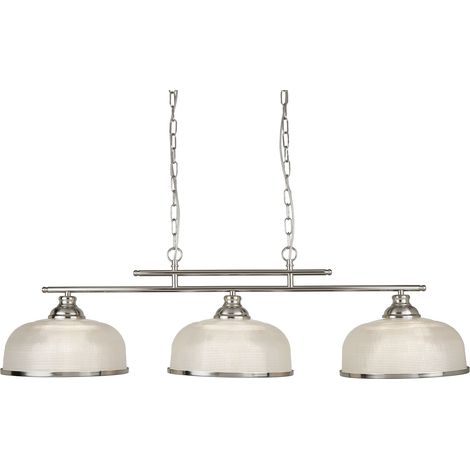 Lampadario Rustico Bistrot Ii Acciaio Argento Vetro Trasparente 3 Luci E27 (1/5)