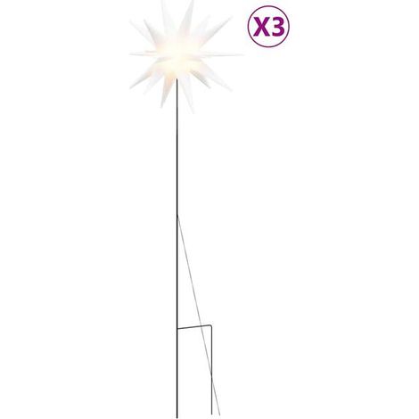 Guirlande lumineuse de Noël avec piquets, lot de 3, LED pliables, blanches, 35 cm (1/5)