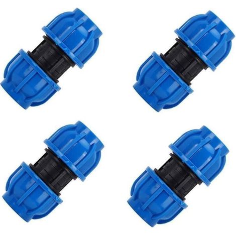 Lot de 4 raccords de tuyaux d'eau, connecteur droit en plastique PE de 32 mm à 32 mm, adaptateur de tuyau d'eau, raccords de tuyaux d'eau pour tuyaux PPR, PE et PVC (1/4)